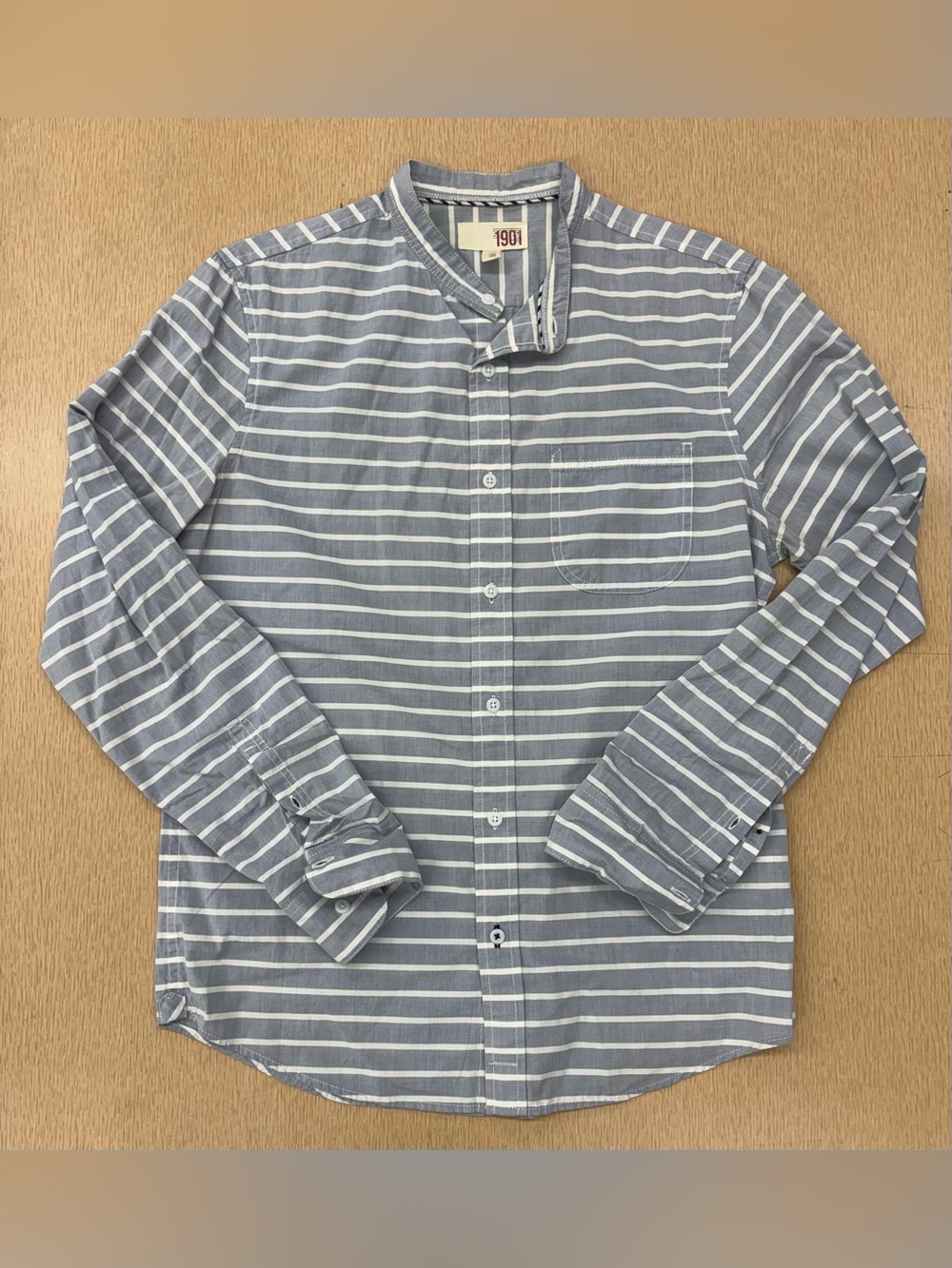 1901 Nordstrom striped mandarin collar shirt